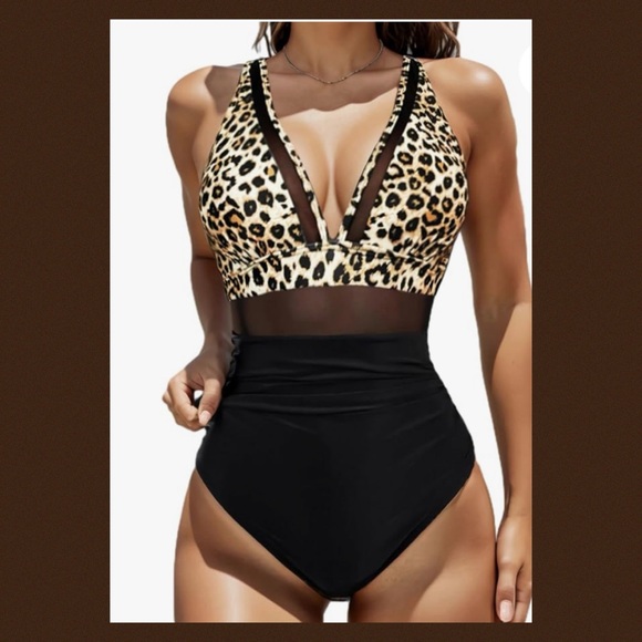 Other - Leopard Print Mesh Swimsuit